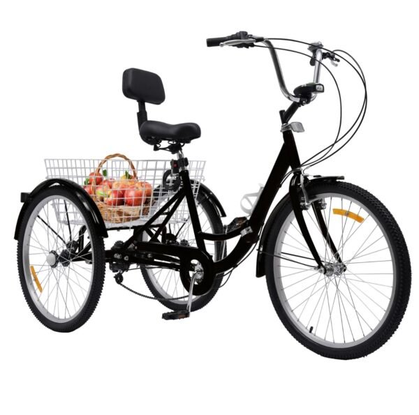 Tricycle pliable pour adultes et personnes âgées. Panier de courses intégré. Vélo à 7 vitesses